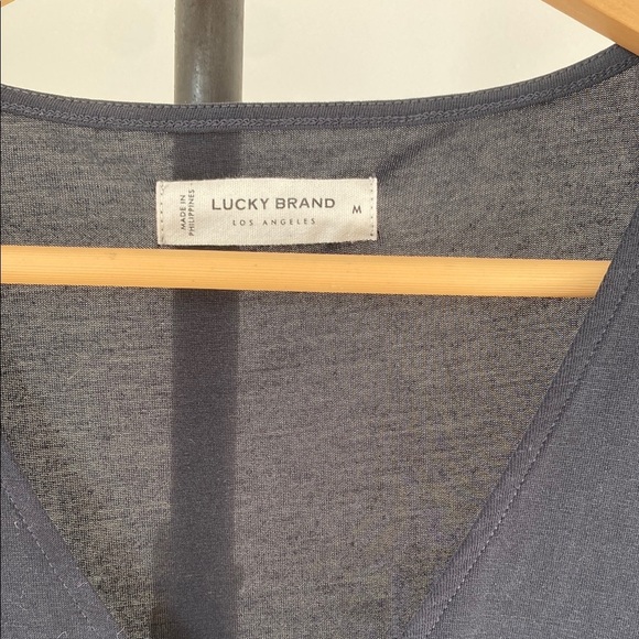 Lucky Brand Dusty Black Flutter Sleeve Surplice Top - Picture 3 of 3